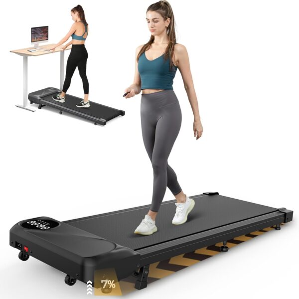 THERUN Manuelle Neigung Schreibtisch Walking Pad mit Steigung, 2 in 1 Kleines Laufband mit Leise 2,5 PS-Motor,Fernbedienung und LED-Panel für Zuhause und Büro