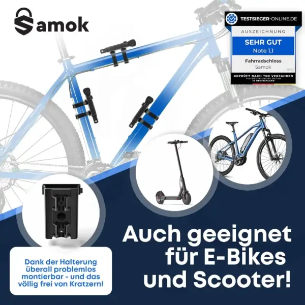 Samok Faltschloss 120 cm – Hochsicheres Fahrradschloss mit Halterung – Bild 5