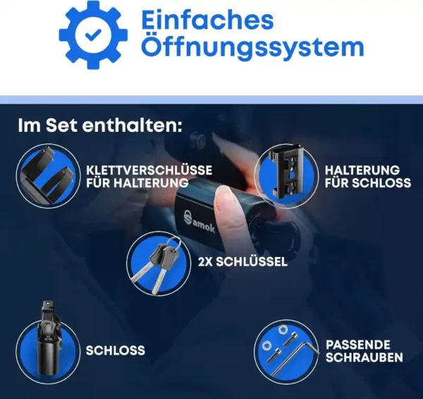 Samok Faltschloss 120 cm – Hochsicheres Fahrradschloss mit Halterung – Bild 4