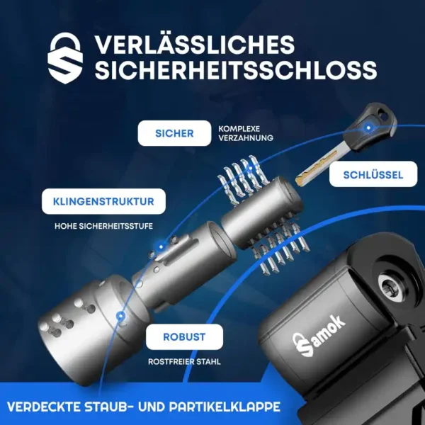 Samok Faltschloss 120 cm – Hochsicheres Fahrradschloss mit Halterung – Bild 3