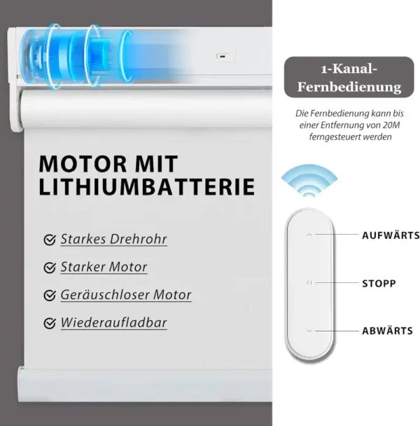 Wiederaufladbares Elektrisches Verdunklungsrollo ohne Bohren – Bild 2